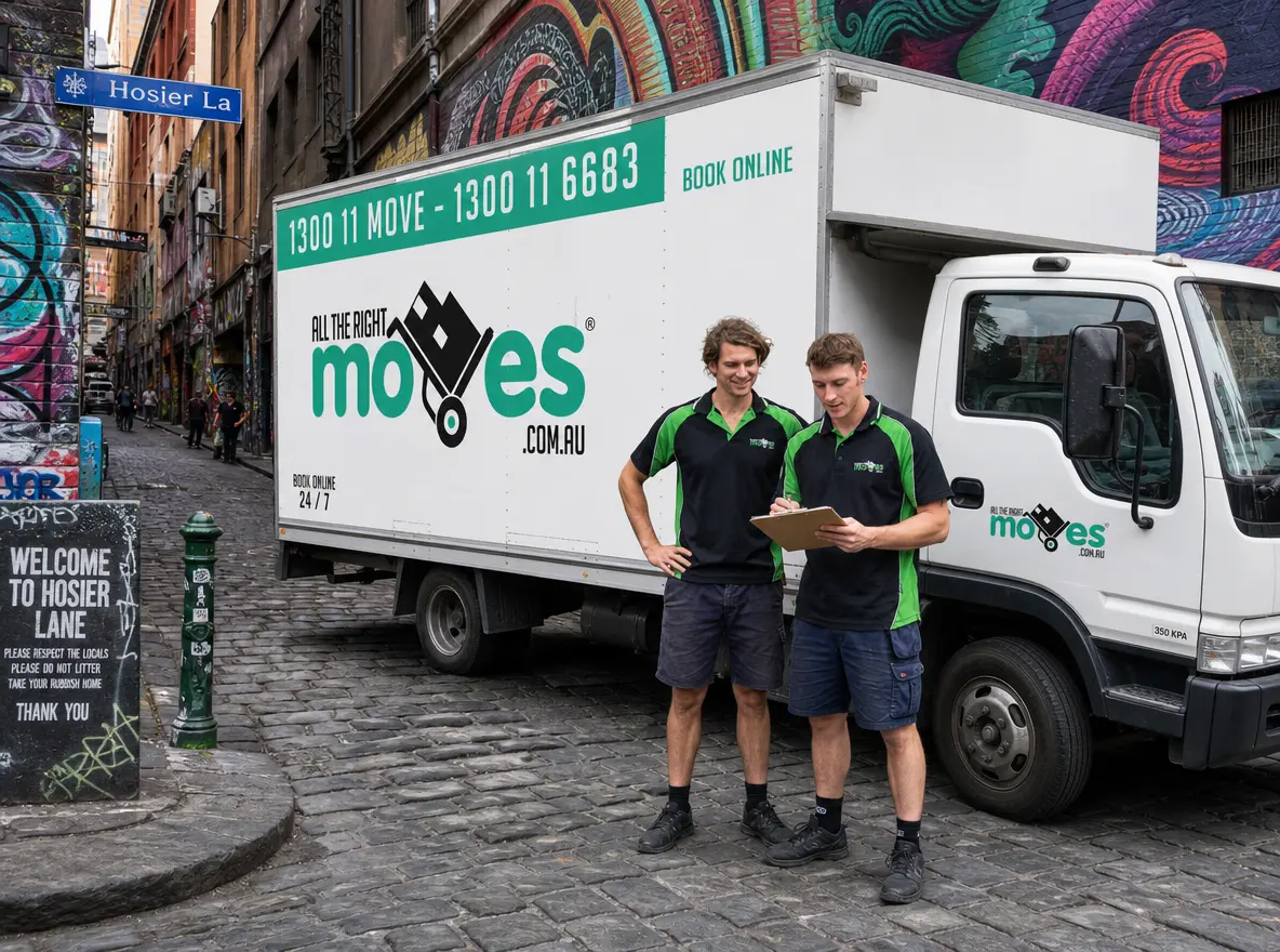 Melbourne Moving Company crew preparing a move in Hosier Lane